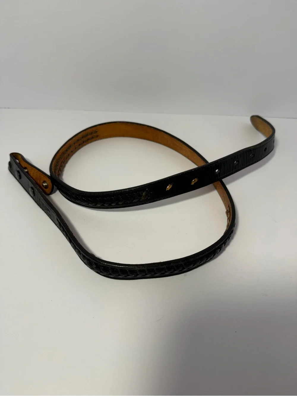 RM Mexico Vintage Black Hand-Laced Braided Leather Belt Strap Sz 36